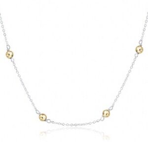 E Newton Gold Bead Necklace on Silver Chain